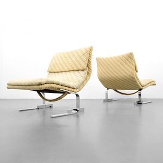 Pair of Giovanni Offredi WAVE / ONDA Lounge Chairs