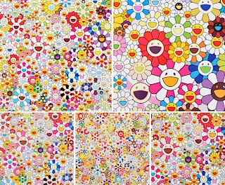 Takashi Murakami FLOWERS Lithographs, Set of 5