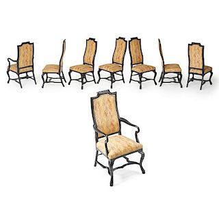 SET OF EIGHT BAKER HIGH BACK DINING CHAIRS
