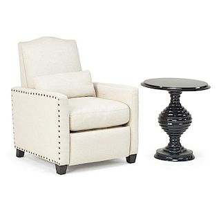 CONTEMPORARY RECLINER AND OCCASIONAL TABLE