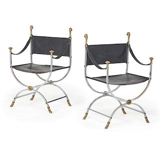 PAIR OF CAMPAIGN STYLE CHAIRS