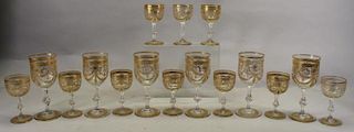 (16) Gilt/Glass Goblets, Cordials