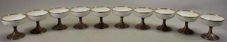 (10) Porcelain/Sterling Silver Champagne Coupes