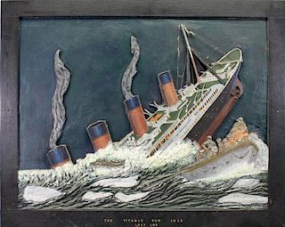 Composition on Wood Titanic Scene