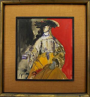 W. Parker, Signed Mixed Media Ptg of a Gaucho