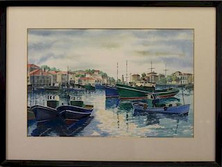 Millard G. Carpenter, Watercolor of a Harbor Scene