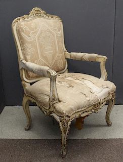 Antique French Upholstered Arm Chair (as-is)