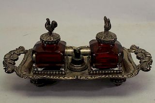 Antique Silver Inkwell