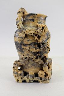 Chinese Style Soapstone Carved Vase