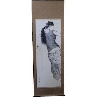 20th C. Hanging Chinese Scroll of Woman
