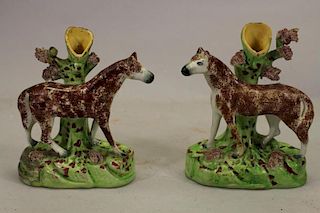 Pair of Staffordshire Horse Figurines