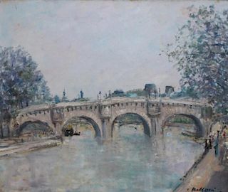 Signed 20th C. Painting of Pont Neuf, France