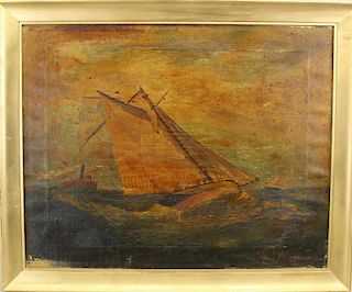 R. Wiegand, Signed Painting of a Sailing Vessel