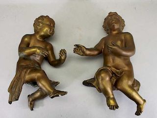 (2) Antique French Bronze Cherubs