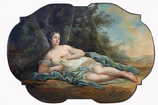 French School, Large 19th C. Reclining Nude