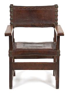 A Pair of Spanish Renaissance Walnut Fraileros (Friar's Chairs)