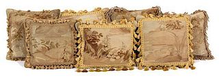 A Collection of Six Aubusson Tapestry Pillows