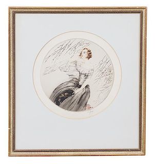 Two French Etchings Depicting Women Largest framed 18 1/4 x 23 inches.