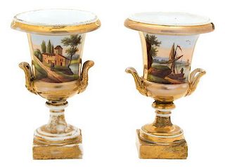 A Pair of Old Paris Porcelain Urns