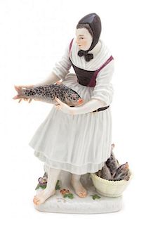 A Meissen Porcelain Figure of a Girl Fishmonger