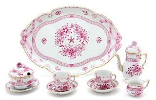 A Herend Porcelain Six Piece Breakfast Set Length of tray 16 inches.