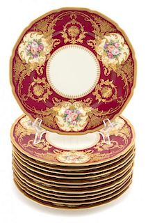 A Set of Twelve Rosenthal Porcelain Polychrome and Gilt Decorated Cabinet Plates