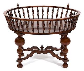 A William and Mary Style Walnut Low Table Height 26 x width 35 x depth 30 3/4 inches.