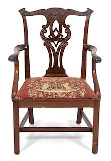 A George II Style Mahogany Open Armchair