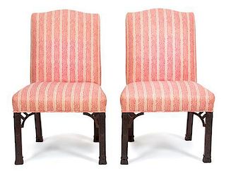 A Pair of George II Style Mahogany Slipper Chairs