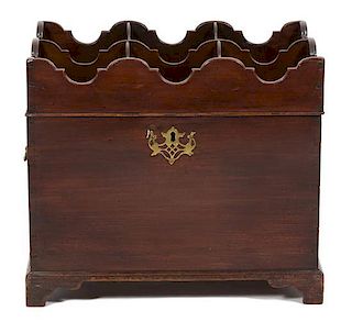 A George III Style Mahogany Box-Form Cellarette Height 17 x width 19 1/2 x depth 13 1/4 inches.