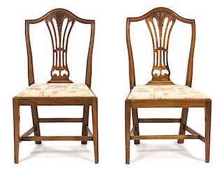 A Pair of George III Style Mahogany Side Chairs Height 37 inches.
