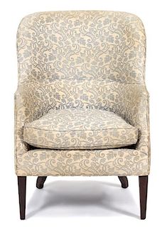 A Regency Style Barrel Back Upholstered Armchair