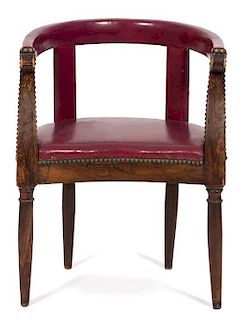 A Regency Mahogany and Leather Library Chair