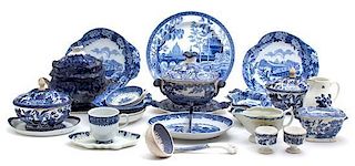 A Collection of English Blue and White Porcelain Largest height 6 1/2 inches.