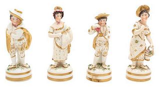 Four English Lloyd of Shelton Porcelain Figures of the Four Seasons Height of largest 5 inches.