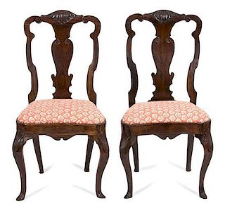 A Pair of Chippendale Style Mahogany Side Chairs Height 39 inches.