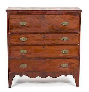 An American Hepplewhite Style Cherry Chest of Drawers Height 46 x width 43 x depth 20 1/4 inches.