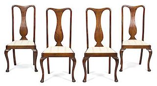 A Group of Four Queen Anne Style Walnut Side Chairs