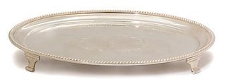 An American Silver Oval Footed Tray, J. E. Caldwell, Philadelphia, PA, monogrammed "C".