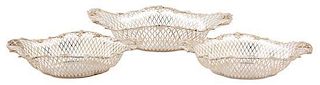 Three American Silver Reticulated Fruit Baskets, Howard Sterling Co., New York, NY,