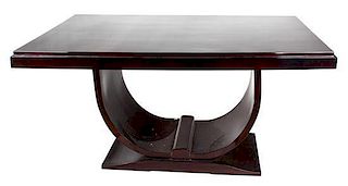 A French Art Deco Mahogany Veneered Dining Table Height 30 x width 60 x depth 38 inches.