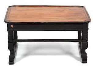A Chinese Lacquered Low Table Height 10 x width 19 x depth 14 inches.