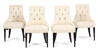 Four Contemporary Upholstered Dining Chairs Height 36 x width 23 x depth 22 inches.