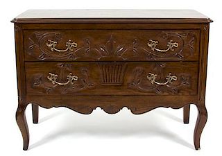 A French Provincial Style Carved Mahogany Chest of Drawers by Henredon