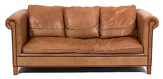 A Chesterfield Style Brown Leather Sofa