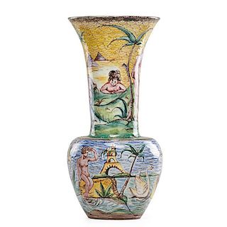 KERAMOS Tall glazed faience vase