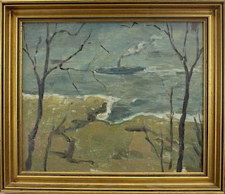 "Ship off the Coast" George Nelson (1887 - 1978)