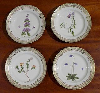 Set of four Flora Danica salad plates