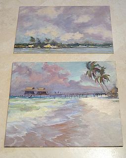 Two Robert Gruppe (Am.B 1944) Florida oil on artist board paintings