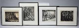 Four Isaac Friedlander woodcuts